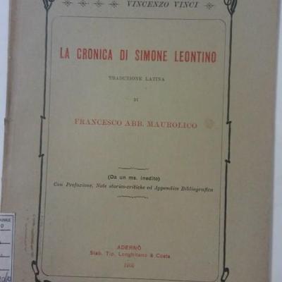 La Cronica Di Simone Leontino Vincenzo Vinxi