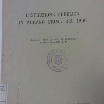 L Istruzione Pubblica In Adrano Prima Del 1860 Alfio Crimi